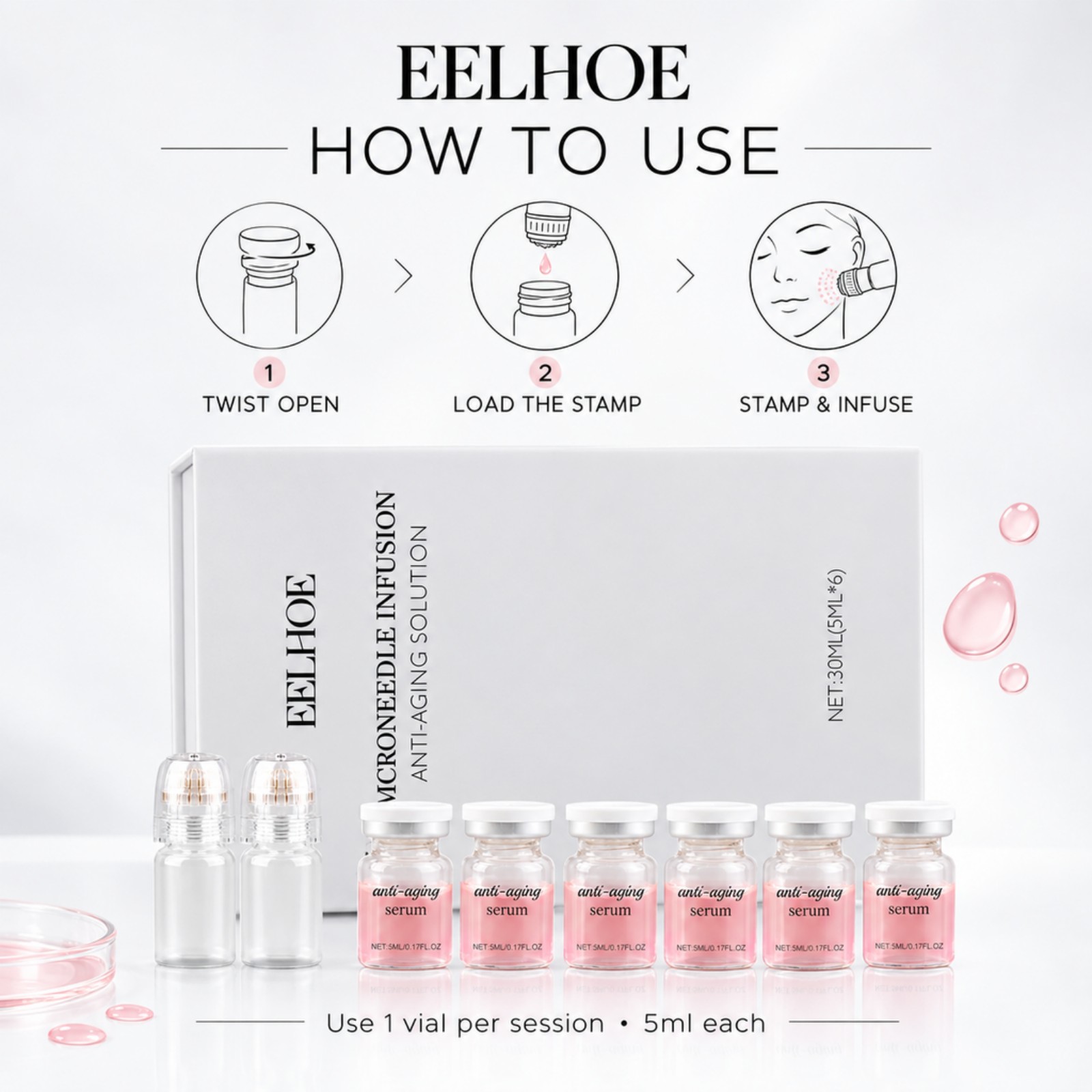 0.2mm Microneedle Serum Kit 6  - Hyaluronic Acid Facial Serum 评论和价格